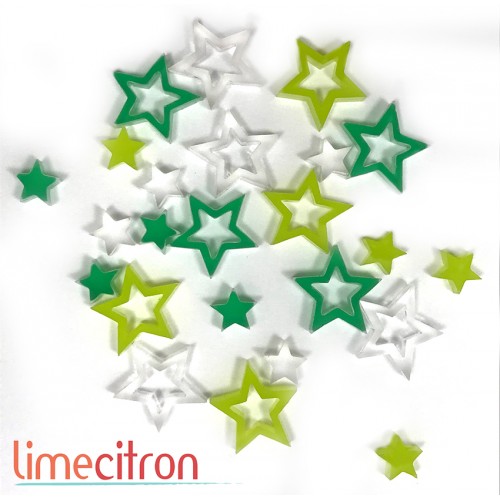Acrylic - Small stars (green, lime, transparent)